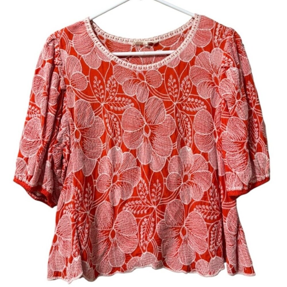 Solitaire Shirt Womens Size L Colorful Embroidered Peasant‎ Cottagecore Hippie